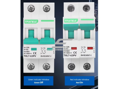Modulinis apsauginis nuolatinės įtampos automatinis jungiklis saulės moduliams | 2P | 25A | 1000VDC | 6kA | DIN | ES-TXL7-25PV 2 Modulinis apsauginis nuolatinės įtampos automatinis jungiklis saulės moduliams | 2P | 25A | 1000VDC | 6kA | DIN | ES-TXL7-25PV 2