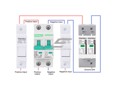 Modulinis apsauginis nuolatinės įtampos automatinis jungiklis saulės moduliams | 2P | 16A | 1000VDC | 6kA | DIN | ES-TXL7-16PV 5