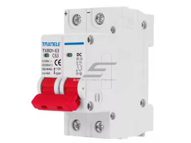 Modulinis apsauginis nuolatinės įtampos automatinis jungiklis saulės moduliams | 2P | 50A | 1000VDC | 6kA | DIN | ES-TXBD1-50