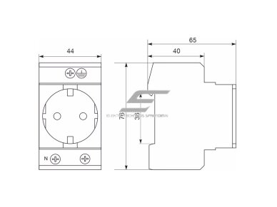 Modulinis kištukinis lizdas montuojamas ant DIN | 16A | 230V | schuko | baltas | IP20 | Promfactor Baltic | RMD16 | 4779040159936 2