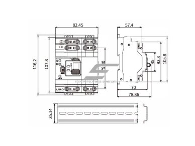 Modulinis rezervinis automatinis galios perjungiklis generatoriams | nepertraukiamam elektros energijos tiekimui | 4P | 63A | 230VAC | DIN 3 Modulinis rezervinis automatinis galios perjungiklis generatoriams | nepertraukiamam elektros energijos tiekimui | 4P | 63A | 230VAC | DIN 3