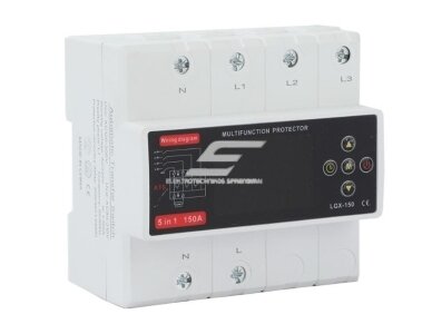 Modulinis multifunkcinis rezervinis automatinis galios perjungiklis su apsaugos funkcijomis | elektros energijos matavimu | generatoriams | nepertraukiamam elektros energijos tiekimui | 150A | 3x230V | iš 380V į 230V 1