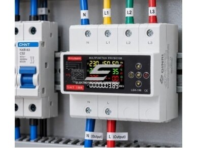 Modulinis multifunkcinis rezervinis automatinis galios perjungiklis su apsaugos funkcijomis | elektros energijos matavimu | generatoriams | nepertraukiamam elektros energijos tiekimui | 150A | 3x230V | iš 380V į 230V 5 Modulinis multifunkcinis rezervinis automatinis galios perjungiklis su apsaugos funkcijomis | elektros energijos matavimu | generatoriams | nepertraukiamam elektros energijos tiekimui | 150A | 3x230V | iš 380V į 230V 5
