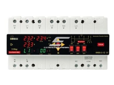 Modulinis rezervinis automatinis galios perjungiklis su apsaugos funkcijomis | generatoriams | nepertraukiamam elektros energijos tiekimui | 3 įėjimai | 2P | 100A | 230V Modulinis rezervinis automatinis galios perjungiklis su apsaugos funkcijomis | generatoriams | nepertraukiamam elektros energijos tiekimui | 3 įėjimai | 2P | 100A | 230V