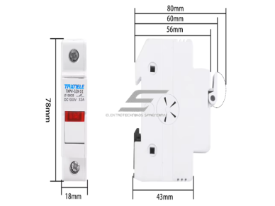 Modulinis saugiklių kirtiklių laikiklis | blokas saulės elektrinėms | su indikatoriumi | 1P | 32A | 1000VDC | 10x38mm | DIN 3 Modulinis saugiklių kirtiklių laikiklis | blokas saulės elektrinėms | su indikatoriumi | 1P | 32A | 1000VDC | 10x38mm | DIN 3