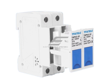 Modulinis saugiklių kirtiklių laikiklis | blokas saulės elektrinėms | 2P | 32A | 1000VDC | 10x38mm | DIN 1 Modulinis saugiklių kirtiklių laikiklis | blokas saulės elektrinėms | 2P | 32A | 1000VDC | 10x38mm | DIN 1
