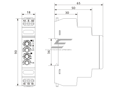 Modulinė ciklinė laiko relė | laikmatis | mechaninė | 1C/O | 8A | 12-240VAC/DC | IP20 | DIN | Promfactor Baltic | FRT14 51 | 4772151003211 1