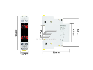 Modulinis | skaitmeninis elektros energijos voltmetras | ampermetras | 80-500VAC | 0-100A | DIN 3 Modulinis | skaitmeninis elektros energijos voltmetras | ampermetras | 80-500VAC | 0-100A | DIN 3