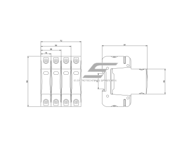 Modulinis viršįtampių ribotuvas | 1P | 20kA | 275V | B+C/T1+T2/I+II | DIN | Promfactor Baltic | MOP1-BC275/20 | 4772151002870 1