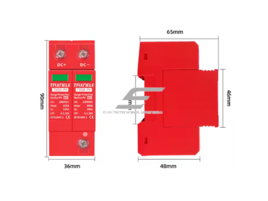 Modulinis viršįtampių ribotuvas fotovoltinėms sistemoms | 2P | 40 kA | 1000 V DC | DIN | ES-TXSD-R240KA 4
