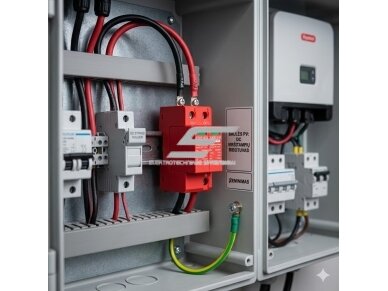 Modulinis viršįtampių ribotuvas fotovoltinėms sistemoms | 2P | 40 kA | 1000 V DC | DIN | ES-TXSD-R240KA 6