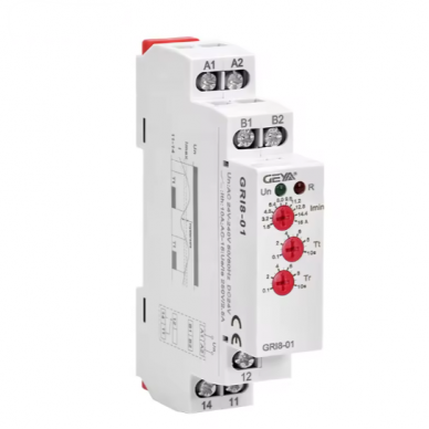 Overcurrent monitoring relay | up to 10 A | 0.5–16 A | AC/DC 24–240 V | electronic protection | DIN rail mounted | GEYA GRI8-01 Overcurrent monitoring relay | up to 10 A | 0.5–16 A | AC/DC 24–240 V | electronic protection | DIN rail mounted | GEYA GRI8-01