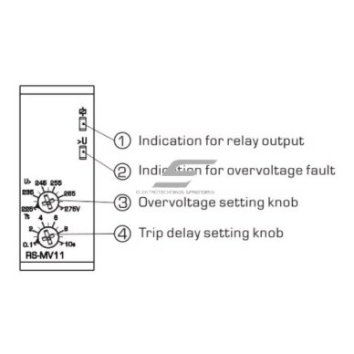 Moodulne pinge kontrollrelee | 1 faas | 8A | 230VAC | 225-275V | mehaaniline | DIN-liist 1 Moodulne pinge kontrollrelee | 1 faas | 8A | 230VAC | 225-275V | mehaaniline | DIN-liist 1