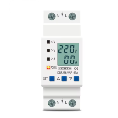 Modułowy przekaźnik kontroli napięcia | cyfrowy | zabezpieczenie przed przepięciem i spadkiem napięcia | 80A | 230V AC | DIN | woltomierz | amperomierz | pomiar kWh 1 Modułowy przekaźnik kontroli napięcia | cyfrowy | zabezpieczenie przed przepięciem i spadkiem napięcia | 80A | 230V AC | DIN | woltomierz | amperomierz | pomiar kWh 1