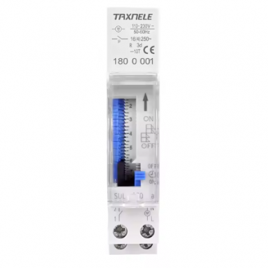 Modular time relay (timer) | 24h | programmable | mechanical | analog | 16A | 230V | DIN 1 Modular time relay (timer) | 24h | programmable | mechanical | analog | 16A | 230V | DIN 1