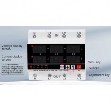 Modular | digital voltage and current monitoring | protection relay | 3-phase | 1-63A | 120-300VAC| DIN 1 Modular | digital voltage and current monitoring | protection relay | 3-phase | 1-63A | 120-300VAC| DIN 1
