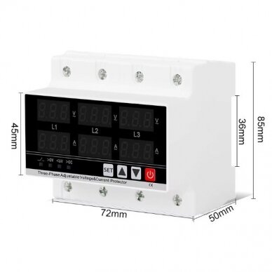 Modular | digital voltage and current monitoring | protection relay | 3-phase | 1-63A | 120-300VAC| DIN 2 Modular | digital voltage and current monitoring | protection relay | 3-phase | 1-63A | 120-300VAC| DIN 2