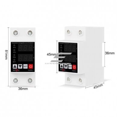 Modular | digital voltage and current monitoring | protection relay | 1-phase | 1-63A | 230V | DIN 2 Modular | digital voltage and current monitoring | protection relay | 1-phase | 1-63A | 230V | DIN 2