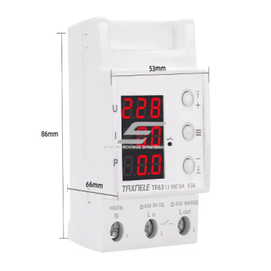 Modulārs sprieguma un strāvas kontroles relejs | vienfāzes | 63A | DIN montāža | 230V | regulējams | pārspriegums/pazemināts spriegums + pārstrāva | TAXNELE 1 Modulārs sprieguma un strāvas kontroles relejs | vienfāzes | 63A | DIN montāža | 230V | regulējams | pārspriegums/pazemināts spriegums + pārstrāva | TAXNELE 1