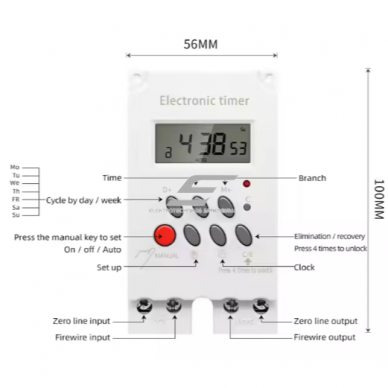 Modular | digital time relay (timer) | weekly | 10A | 230V | DIN 2 Modular | digital time relay (timer) | weekly | 10A | 230V | DIN 2