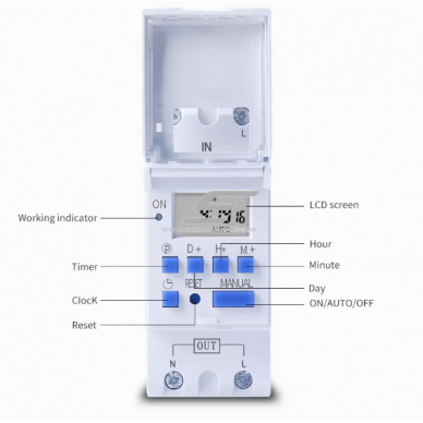 Digital time relay | timer | weekly | 30A | 230V | DIN | LCD display | automatic control 2 Digital time relay | timer | weekly | 30A | 230V | DIN | LCD display | automatic control 2