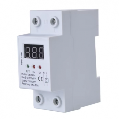 Modulaarne | Digitaalne pingekontrolli kaitserelee | Voltmeeter | 40A | 230V | DIN 1