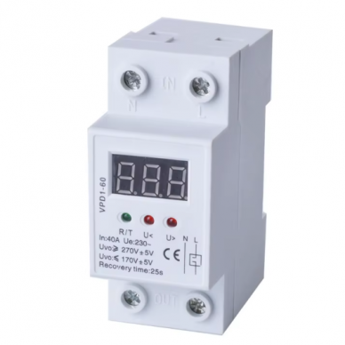 Modulaarne | Digitaalne pingekontrolli kaitserelee | Voltmeeter | 63A | 230V | DIN Modulaarne | Digitaalne pingekontrolli kaitserelee | Voltmeeter | 63A | 230V | DIN