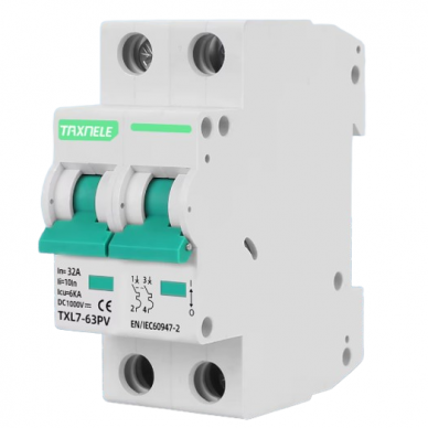Modulārs aizsargājošs līdzstrāvas automāts saules paneļiem 2P | 10A | 1000VDC | 6kA | DIN Modulārs aizsargājošs līdzstrāvas automāts saules paneļiem 2P | 10A | 1000VDC | 6kA | DIN