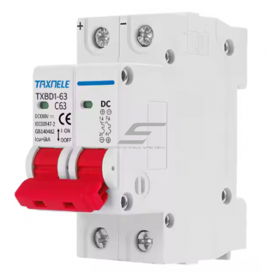 Modulārs aizsargājošs līdzstrāvas automāts saules paneļiem 2P | 40A | 1000VDC | 6kA | DIN Modulārs aizsargājošs līdzstrāvas automāts saules paneļiem 2P | 40A | 1000VDC | 6kA | DIN