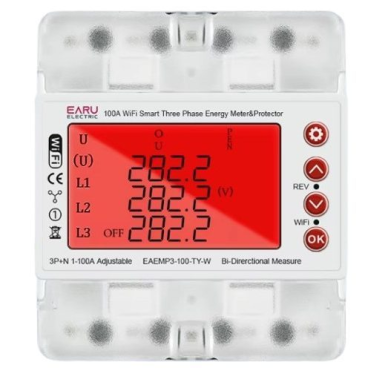Smart three-phase energy meter with protection functions | 4P | 100 A | 3×230/400 V | Wi-Fi Tuya | DIN | ES-EAEMP3-100-TY-W 2 Smart three-phase energy meter with protection functions | 4P | 100 A | 3×230/400 V | Wi-Fi Tuya | DIN | ES-EAEMP3-100-TY-W 2