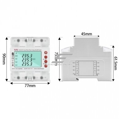 Smart three-phase energy meter with protection functions | 4P | 100 A | 3×230/400 V | Wi-Fi Tuya | DIN | ES-EAEMP3-100-TY-W 4 Smart three-phase energy meter with protection functions | 4P | 100 A | 3×230/400 V | Wi-Fi Tuya | DIN | ES-EAEMP3-100-TY-W 4