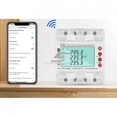 Smart three-phase energy meter with protection functions | 4P | 100 A | 3×230/400 V | Wi-Fi Tuya | DIN | ES-EAEMP3-100-TY-W 3 Smart three-phase energy meter with protection functions | 4P | 100 A | 3×230/400 V | Wi-Fi Tuya | DIN | ES-EAEMP3-100-TY-W 3