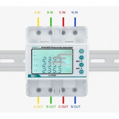 Smart three-phase multifunction energy meter with protection functions | 4P | 5(100) A | 3×230/400 V | Wi-Fi Tuya | DIN | ES-LY-G100A 3