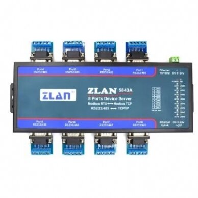 Industrial communication converter | 8 ports | from RS232/RS485 to Ethernet TCP/IP Modbus | 9-24VDC Industrial communication converter | 8 ports | from RS232/RS485 to Ethernet TCP/IP Modbus | 9-24VDC