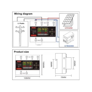 Modułowy automatyczny przełącznik zasilania rezerwowego z funkcjami ochronnymi | pomiar energii elektrycznej | do generatorów | do zapewnienia ciągłości zasilania | 150A | 3x230V | z 380V na 230V 4 Modułowy automatyczny przełącznik zasilania rezerwowego z funkcjami ochronnymi | pomiar energii elektrycznej | do generatorów | do zapewnienia ciągłości zasilania | 150A | 3x230V | z 380V na 230V 4