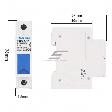 Modulārs drošinātāja atvienotāja turētājs | bloks saules elektrostacijām | 1P | 32A | 1000VDC | 10x38mm | uz DIN sliedes 3 Modulārs drošinātāja atvienotāja turētājs | bloks saules elektrostacijām | 1P | 32A | 1000VDC | 10x38mm | uz DIN sliedes 3