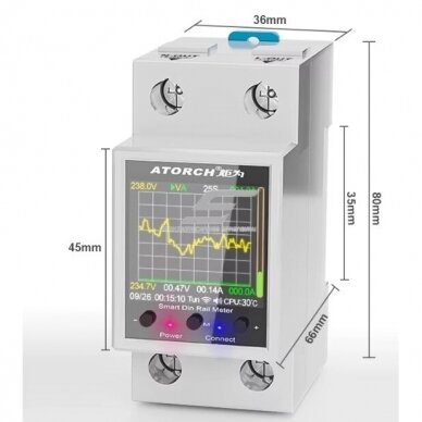 Modulaarne | nutikas | digitaalne | elektrienergia mõõtur 100A | 1F | 230VAC | DIN | Wi-Fi 6