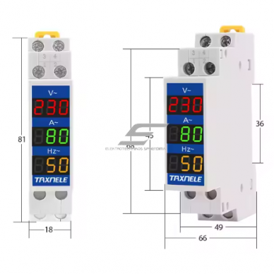 Modular | Digital electrical energy voltmeter | ammeter | frequency indicator | 80-500VAC | 0-100A | 25-75Hz | DIN 2 Modular | Digital electrical energy voltmeter | ammeter | frequency indicator | 80-500VAC | 0-100A | 25-75Hz | DIN 2