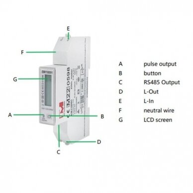 Modular | digital | multifunctional energy meter | single-phase | 0.25~5(100)A | 230V | values displayed in a vertical row | RS485 | MID | DIN rail 3 Modular | digital | multifunctional energy meter | single-phase | 0.25~5(100)A | 230V | values displayed in a vertical row | RS485 | MID | DIN rail 3