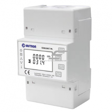 Modulārais daudzfunkciju elektroenerģijas skaitītājs | 3F | caur strāvmaiņiem | 1 tarifs | RS485 Modbus | MID | DIN | Eastron SDM630MCT-ML-1 1
