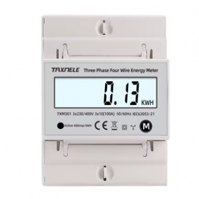 Three-phase multifunction energy meter | 100 A | 3×230/400 V | 4-wire | LED display | IP66 | TAX-VWM3P-100A-380V