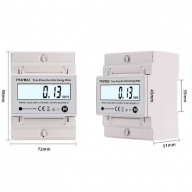 Three-phase multifunction energy meter | 100 A | 3×230/400 V | 4-wire | LED display | IP66 | TAX-VWM3P-100A-380V 1 Three-phase multifunction energy meter | 100 A | 3×230/400 V | 4-wire | LED display | IP66 | TAX-VWM3P-100A-380V 1