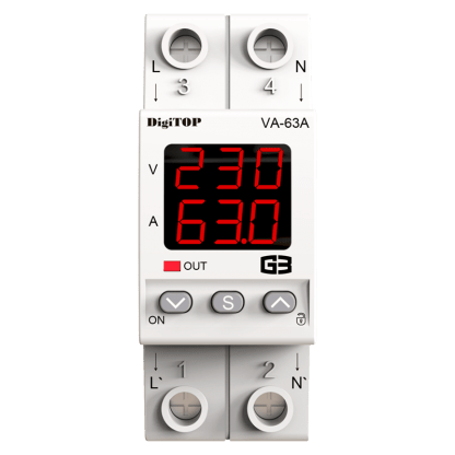 Modulārs | digitāls | sprieguma kontroles relejs ar strāvas vadību | 1 fāze | 63A | VA-63A G3R DigiTOP 1 Modulārs | digitāls | sprieguma kontroles relejs ar strāvas vadību | 1 fāze | 63A | VA-63A G3R DigiTOP 1