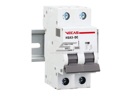 Modulinis apsauginis nuolatinės įtampos automatinis jungiklis saulės moduliams | 2P | 20A | 500VDC | C | 10kA | DIN | MCB-DC | VECAS | HSA3-DC-220500 1 Modulinis apsauginis nuolatinės įtampos automatinis jungiklis saulės moduliams | 2P | 20A | 500VDC | C | 10kA | DIN | MCB-DC | VECAS | HSA3-DC-220500 1