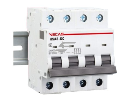 Modulinis apsauginis nuolatinės įtampos automatinis jungiklis saulės moduliams | 4P | 100A | 1000VDC | C | 10kA | DIN | MCB-DC | VECAS | HSA3-DC-41001000 1 Modulinis apsauginis nuolatinės įtampos automatinis jungiklis saulės moduliams | 4P | 100A | 1000VDC | C | 10kA | DIN | MCB-DC | VECAS | HSA3-DC-41001000 1
