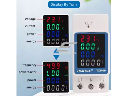 Modulinis | skaitmeninis | multifunkcinis kintamos AC elektros energijos skaitiklis | įtampos | srovės indikatorius | 100A | 160-275VAC | DIN 4