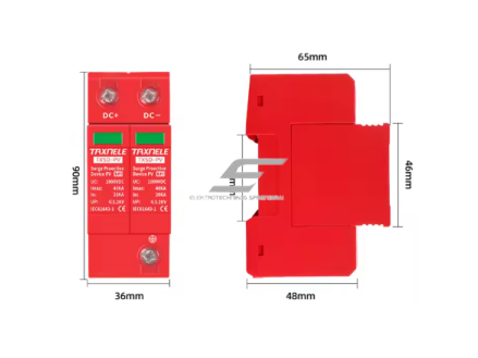 Modulinis viršįtampių ribotuvas fotovoltinėms sistemoms | 2P | 40 kA | 1000 V DC | DIN | ES-TXSD-R240KA 4 Modulinis viršįtampių ribotuvas fotovoltinėms sistemoms | 2P | 40 kA | 1000 V DC | DIN | ES-TXSD-R240KA 4