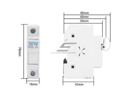 Modulinis saugiklių kirtiklių laikiklis | blokas saulės elektrinėms | 1P | 32A | 1000VDC | 10x38mm | DIN 3