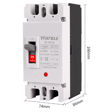 Tööstuslik alalisvoolu kaitselüliti päikesepaneelidele 2P | 250A | 600VDC | 50kA 3 Tööstuslik alalisvoolu kaitselüliti päikesepaneelidele 2P | 250A | 600VDC | 50kA 3