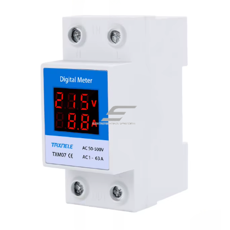 Modulaarne | digitaalne elektrienergia voltmeeter | ampermeeter | 2P | 50–500VAC | 1–63A | DIN